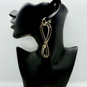 Open Edit Gold and Cream Translucent Infinity Long Drop Earrings *NWT*